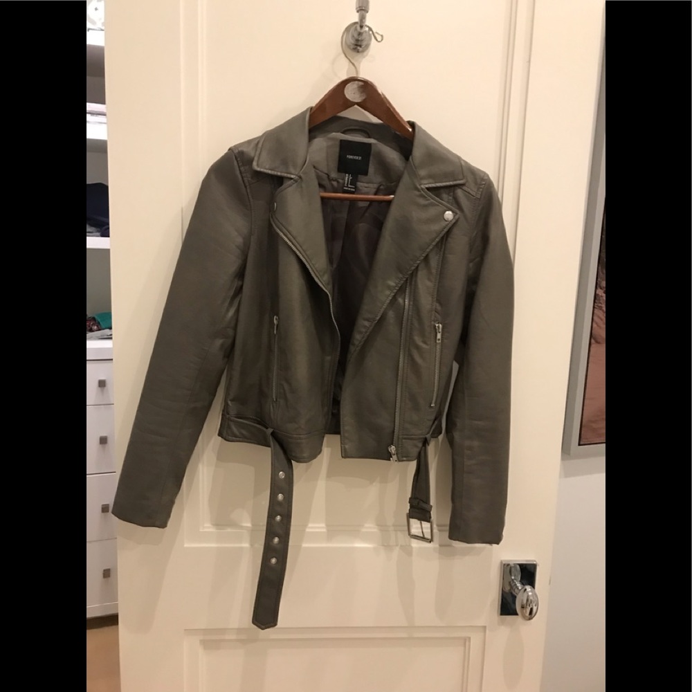 Faux leather jacket grey